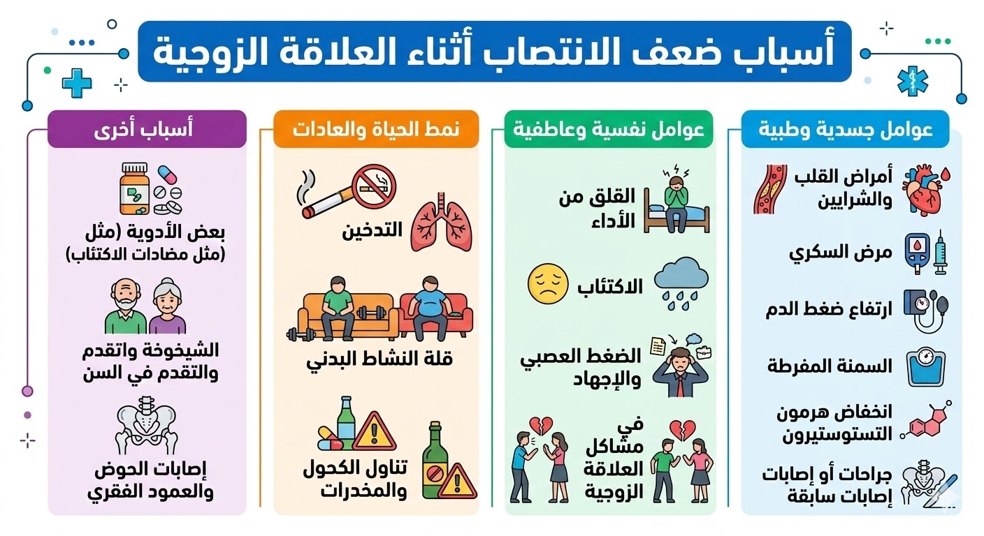 أسباب ضعف الانتصاب أثناء العلاقة: لماذا يختفي فجأة؟