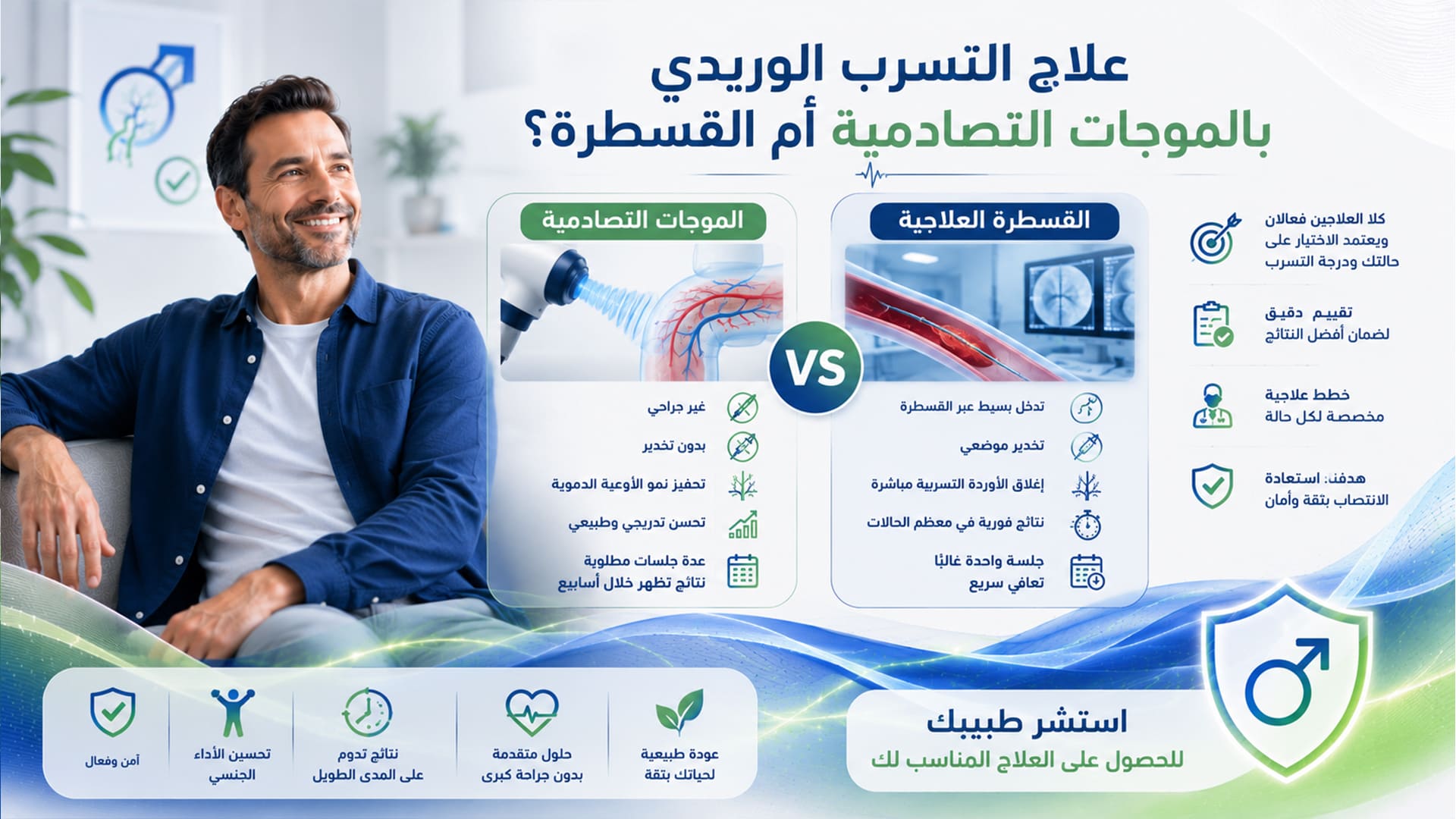 علاج التسرب الوريدي بالموجات التصادمية